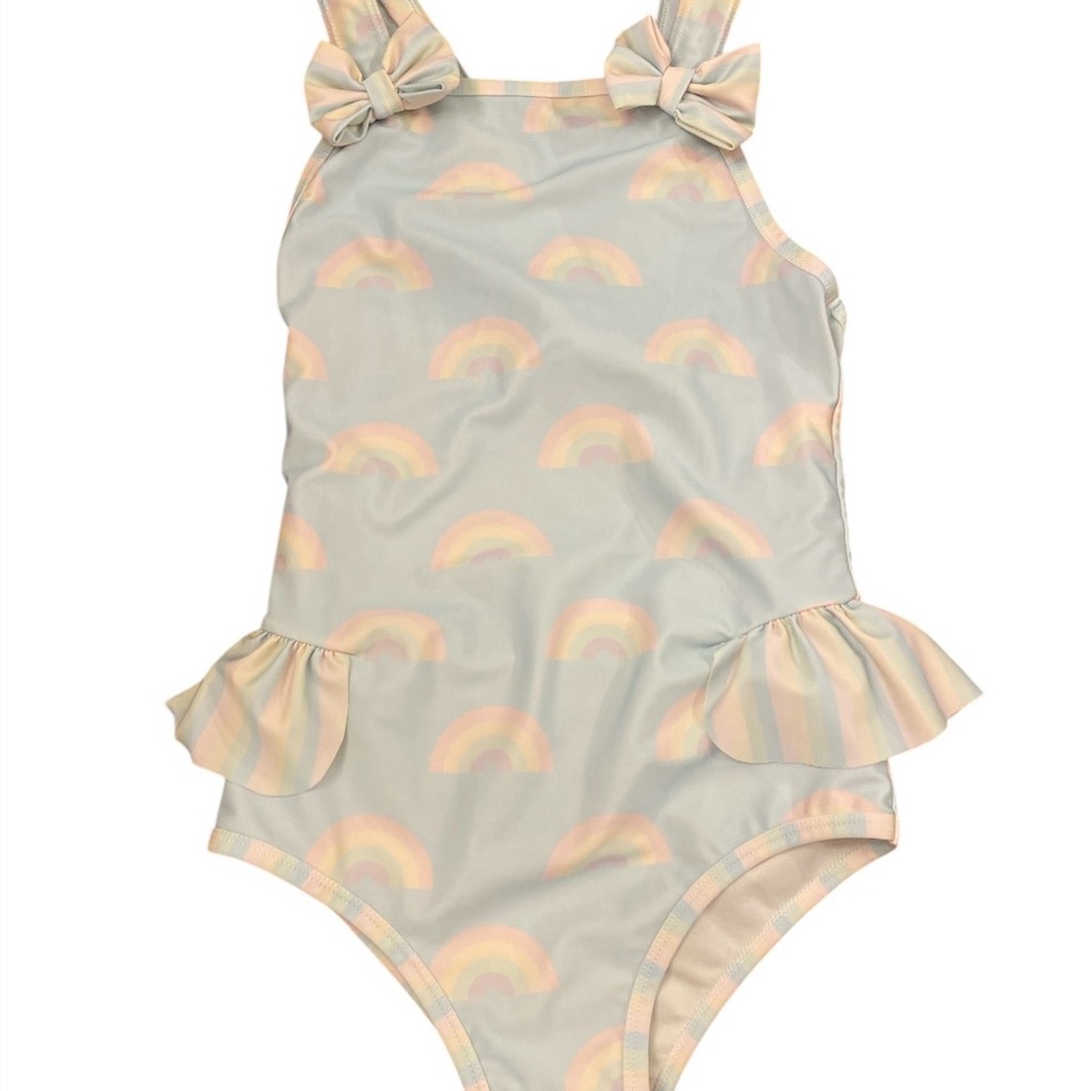 Cream One Piece Swimsuit with Frill Details